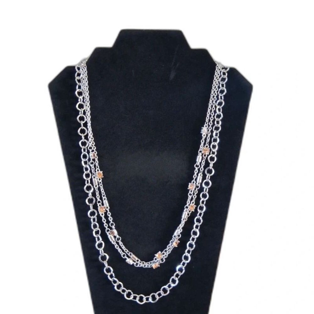 Paparazzi Metro Mixer Silver Toned Triple Strand Yellow Rhinestone Necklace